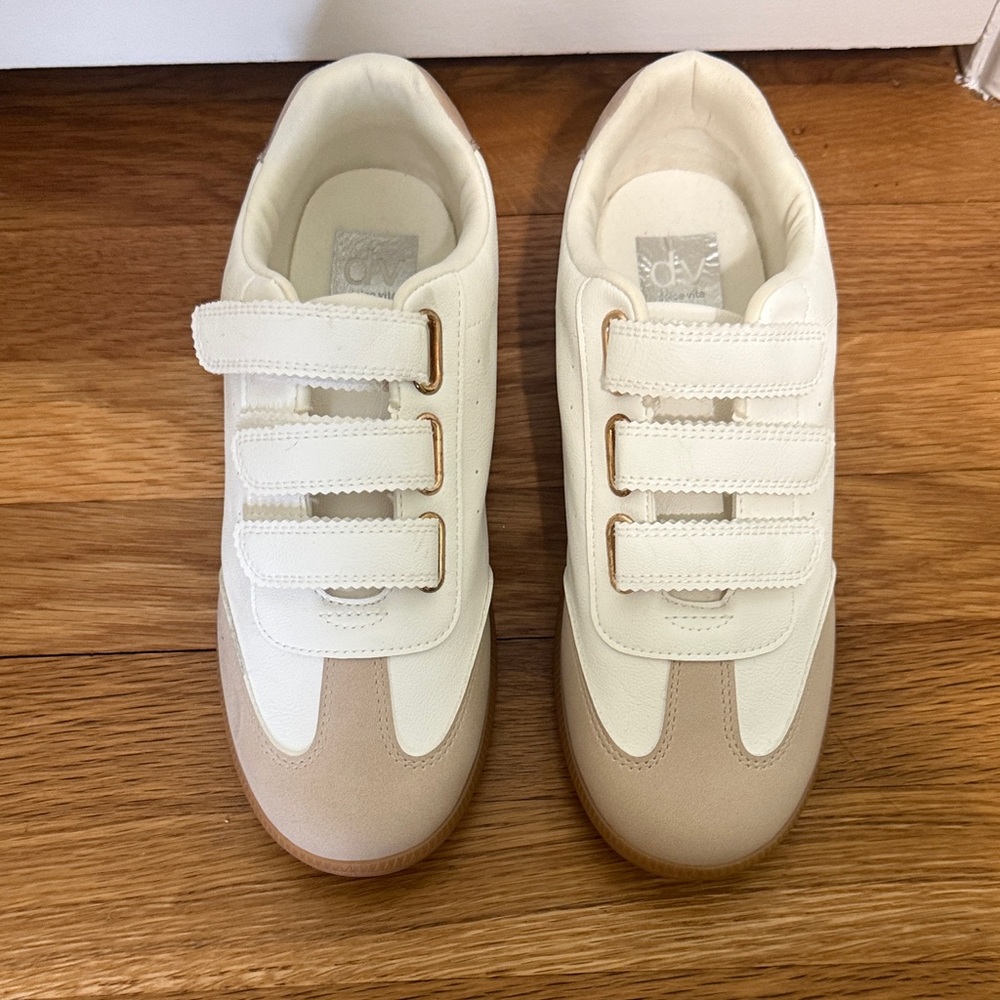 Women’s Dolce Vita Cream and Tan Velcro Sneakers size 8